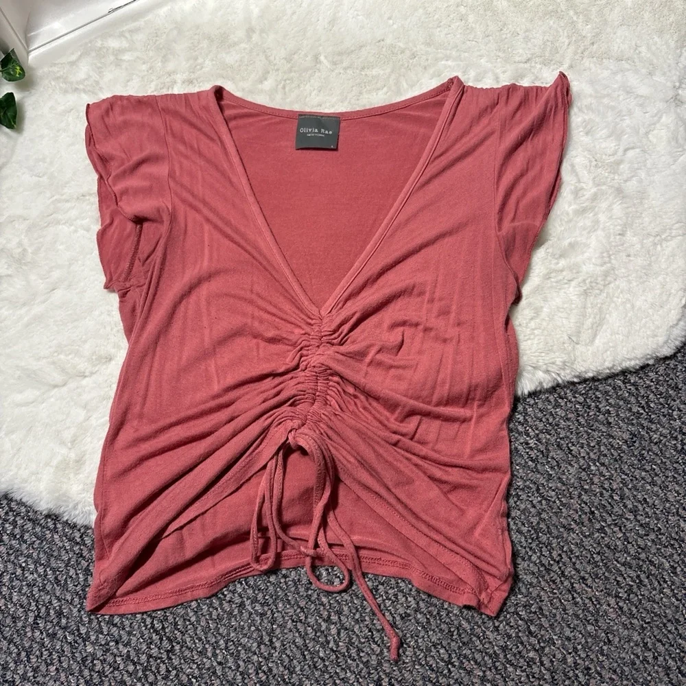 Women's Ruched Pink Top - Picture 3 of 3